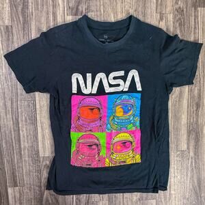 NASA Astronaut Graphic Tee Hyperspace Black Cotton Space Shirt Medium